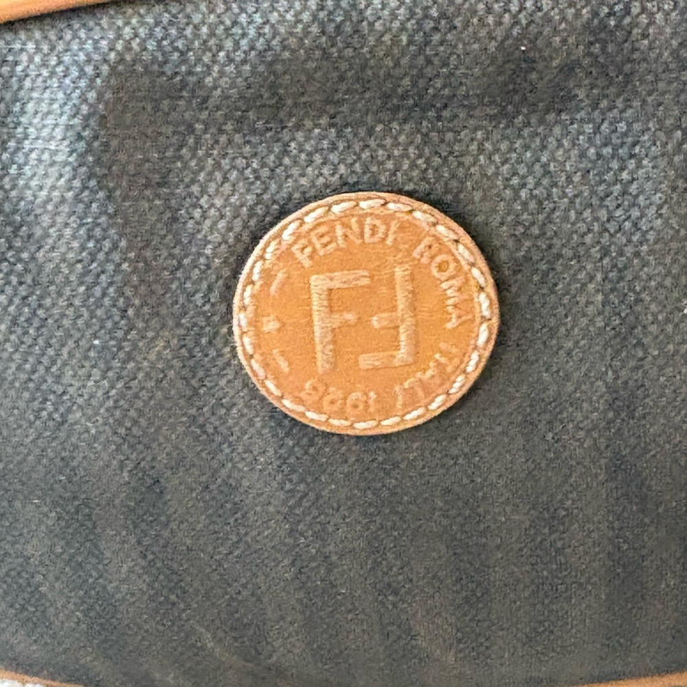 Vintage FENDI ROMA 1925 Brown and Tan Canvas and Leather Crossbody Bag - Picture 10 of 15